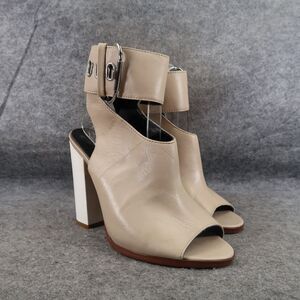 Aldo Shoes Womens 7.5 Pumps Ankle Wrap Buckle Bootie Peep Toe Leather Block Heel